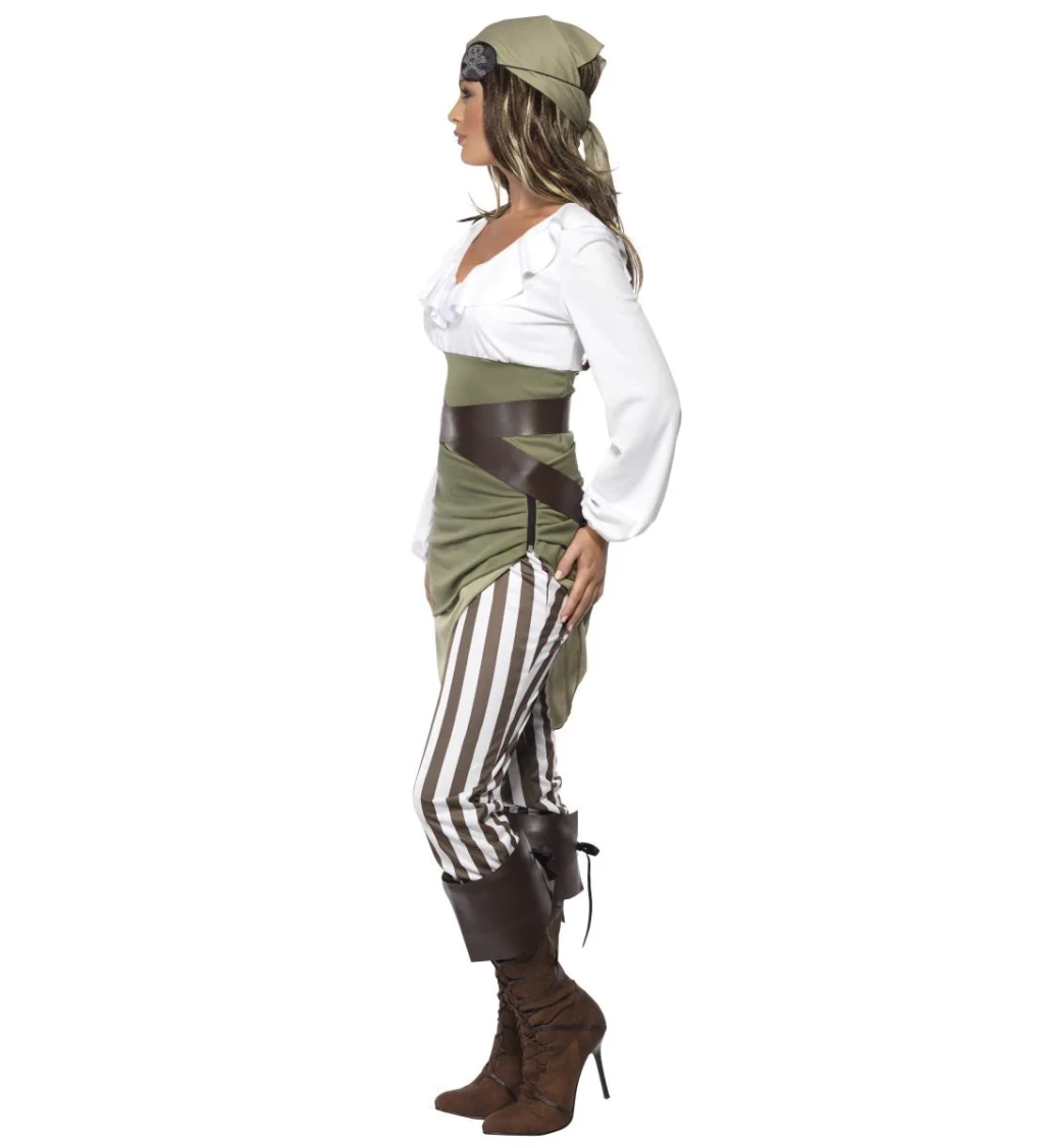 Dámský kostým Pirátka, pruhované legíny