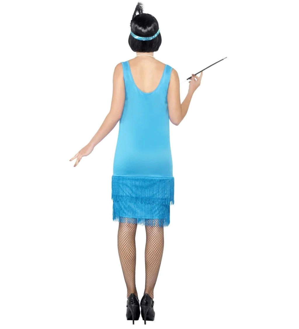 Dámský kostým Prohibice, modré třpytivé šaty