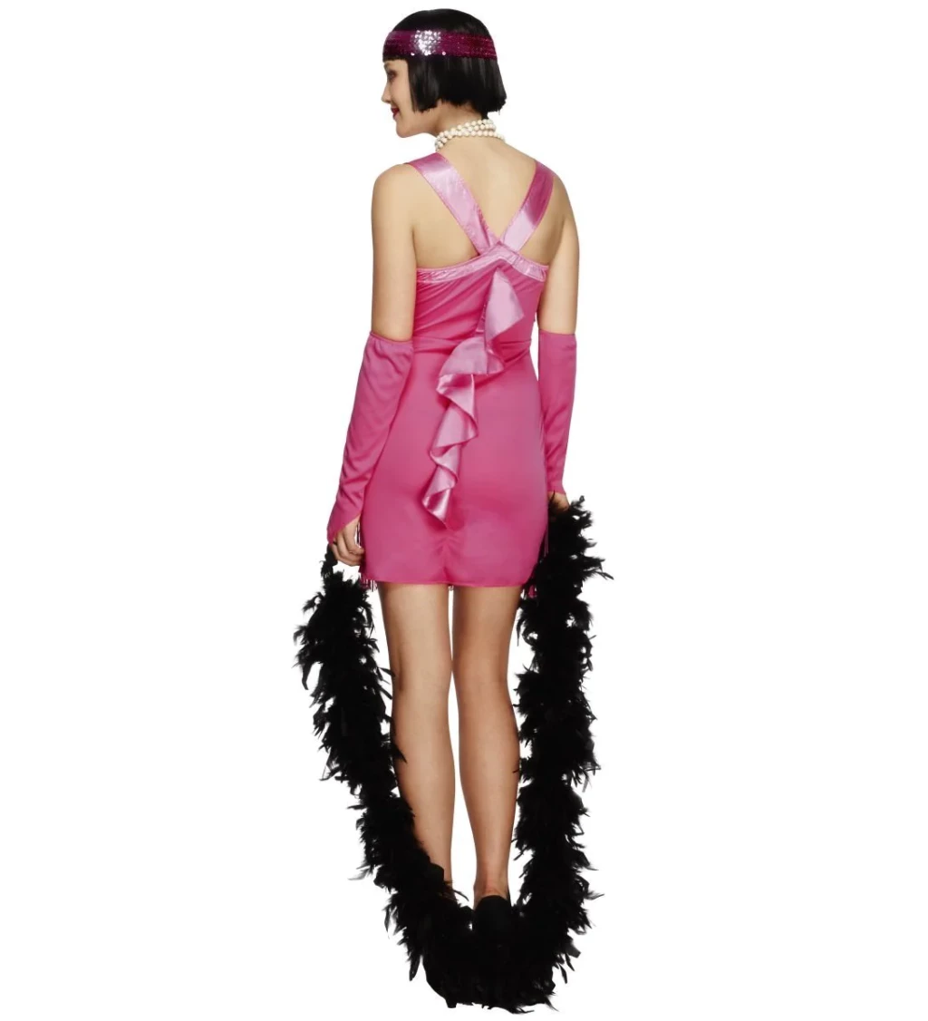 Dámský kostým sexy prohibice, růžové šaty