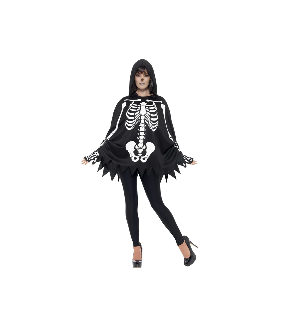 Unisex kostým skeleton v ponču