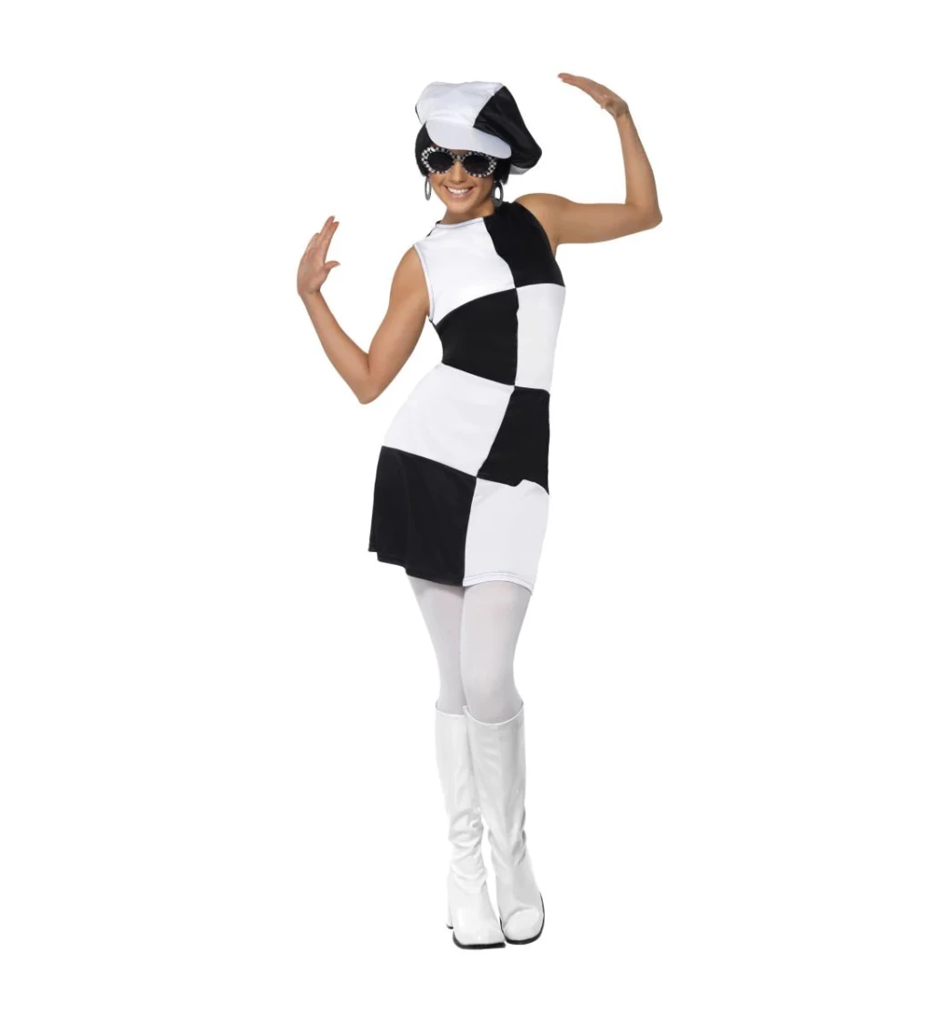 Dámský kostým 60. léta, černo-bílý