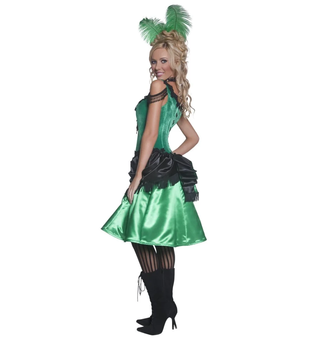 Dámský kostým Kankánová tanečnice zelená