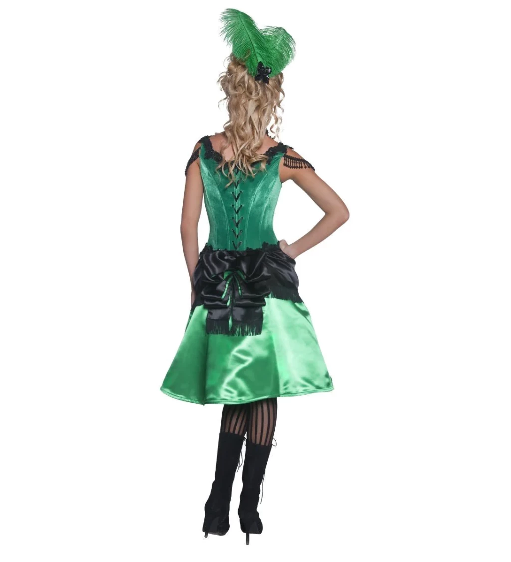 Dámský kostým Kankánová tanečnice zelená