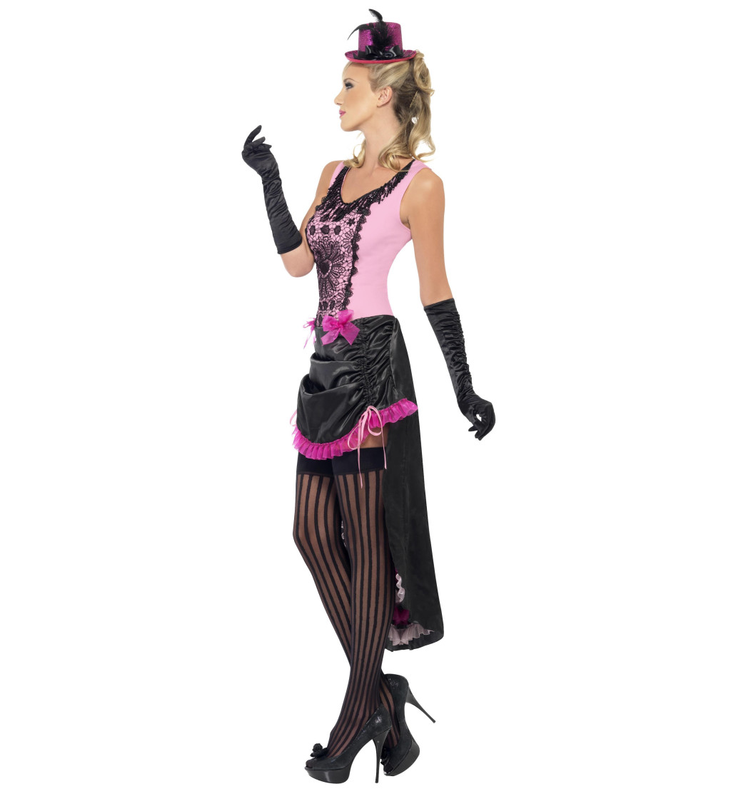 Dámský kostým tanečnice Burlesque, barva černo růžová