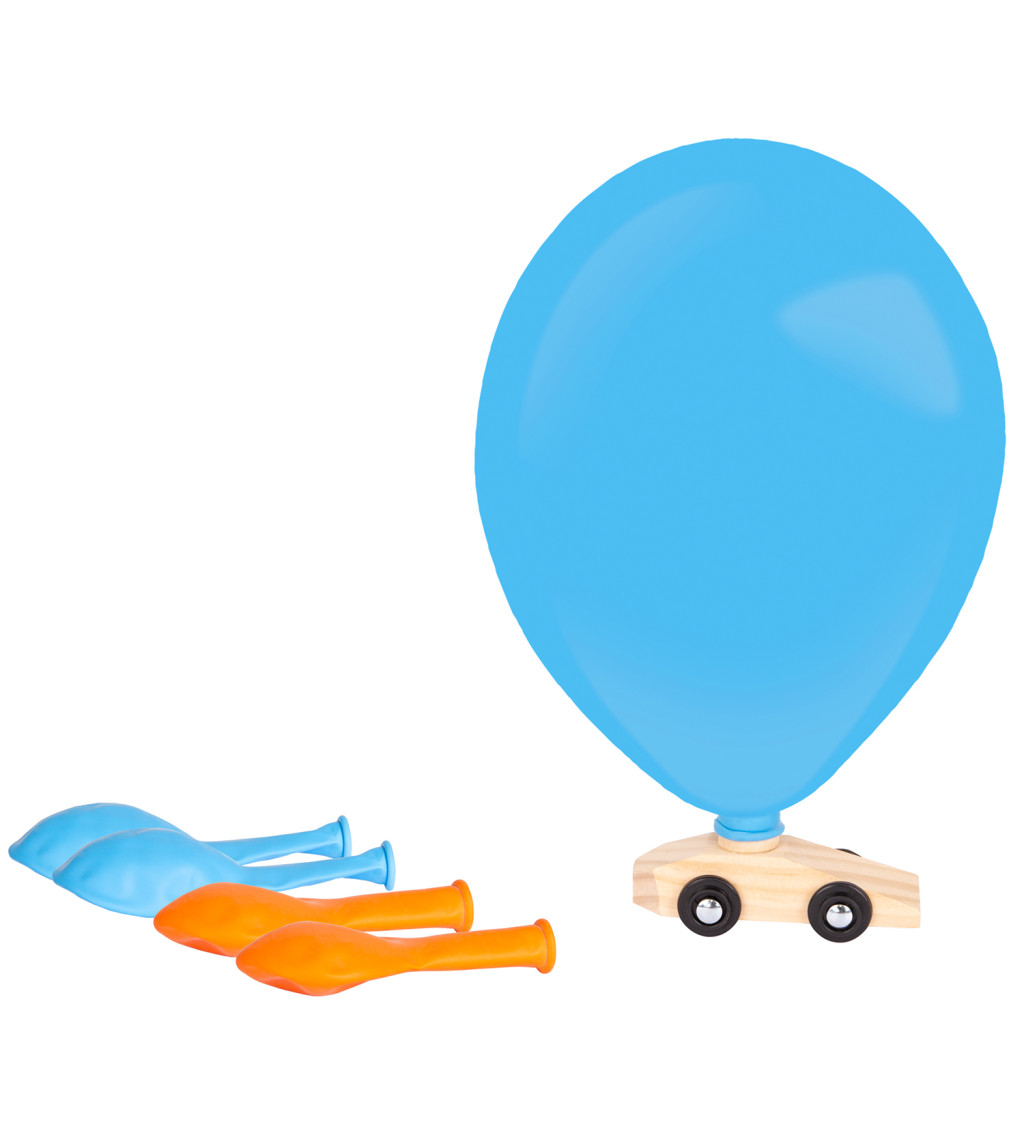 Latexové balónky s dřevěným autíčkem