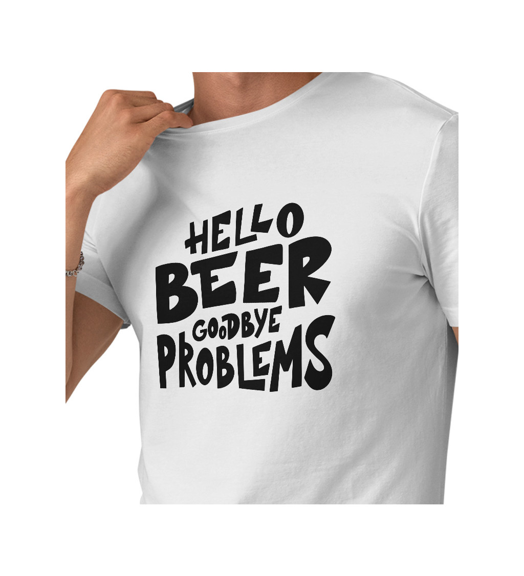 Pánské triko bílé Hello beer goodbye problems