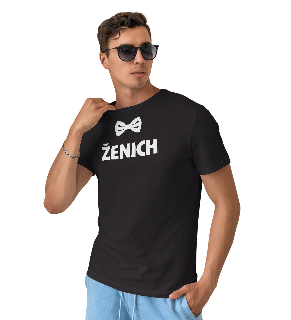 Tričko Ženich motýlek - černé
