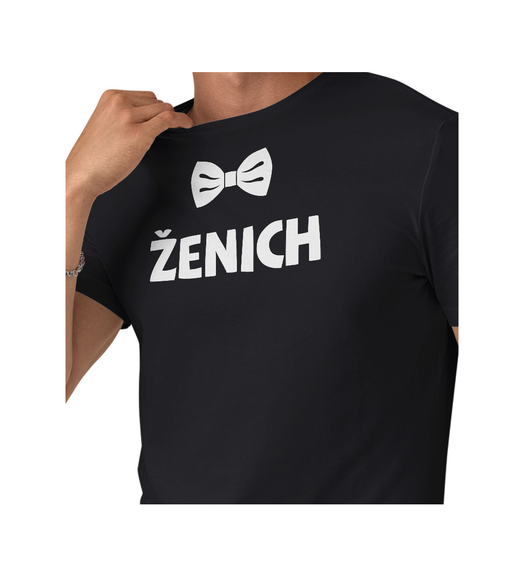 Tričko Ženich motýlek - černé