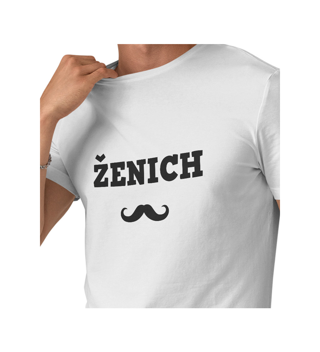 Tričko Ženich knír, bílé