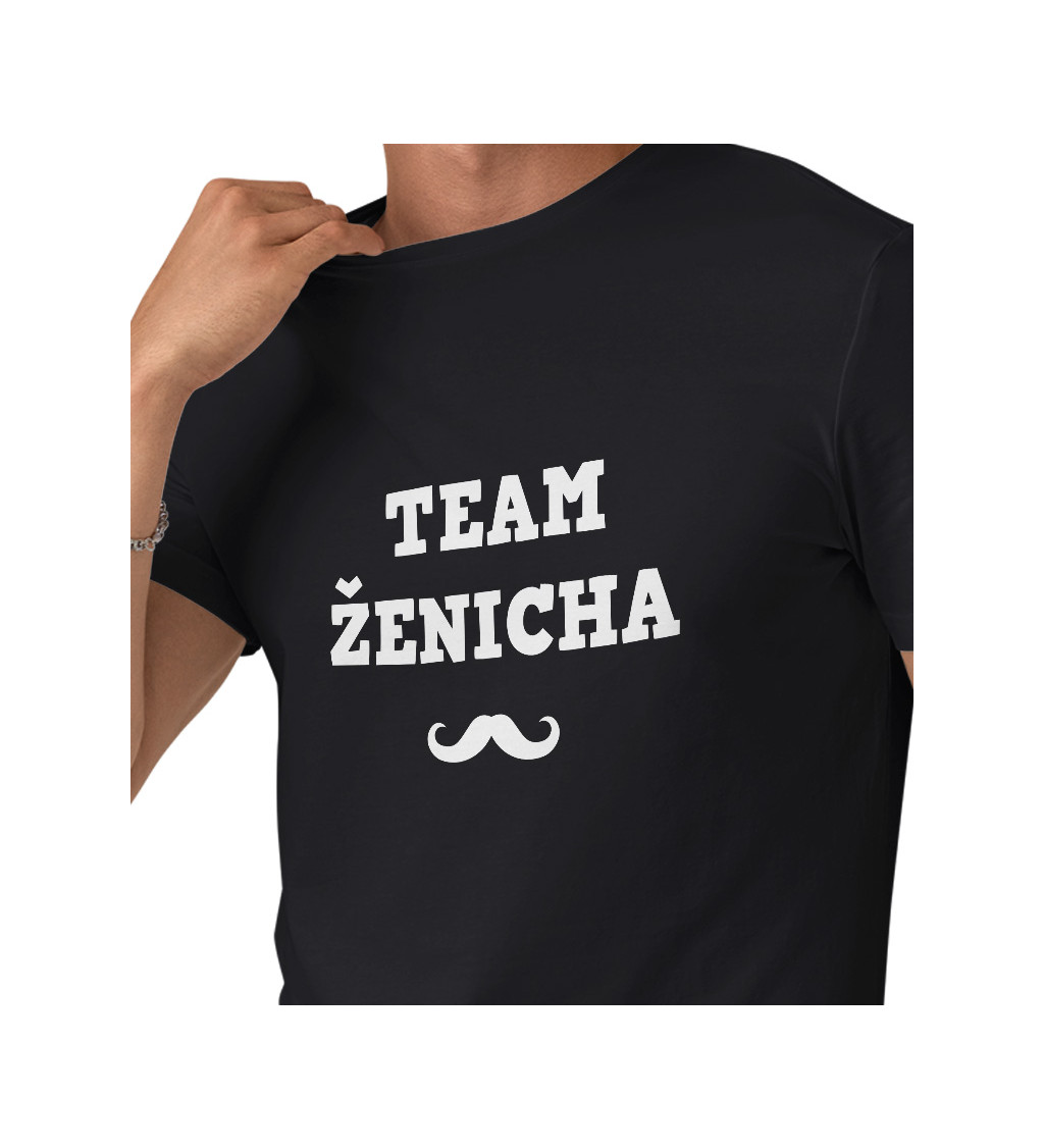 Tričko Team Ženicha s knírem - černé