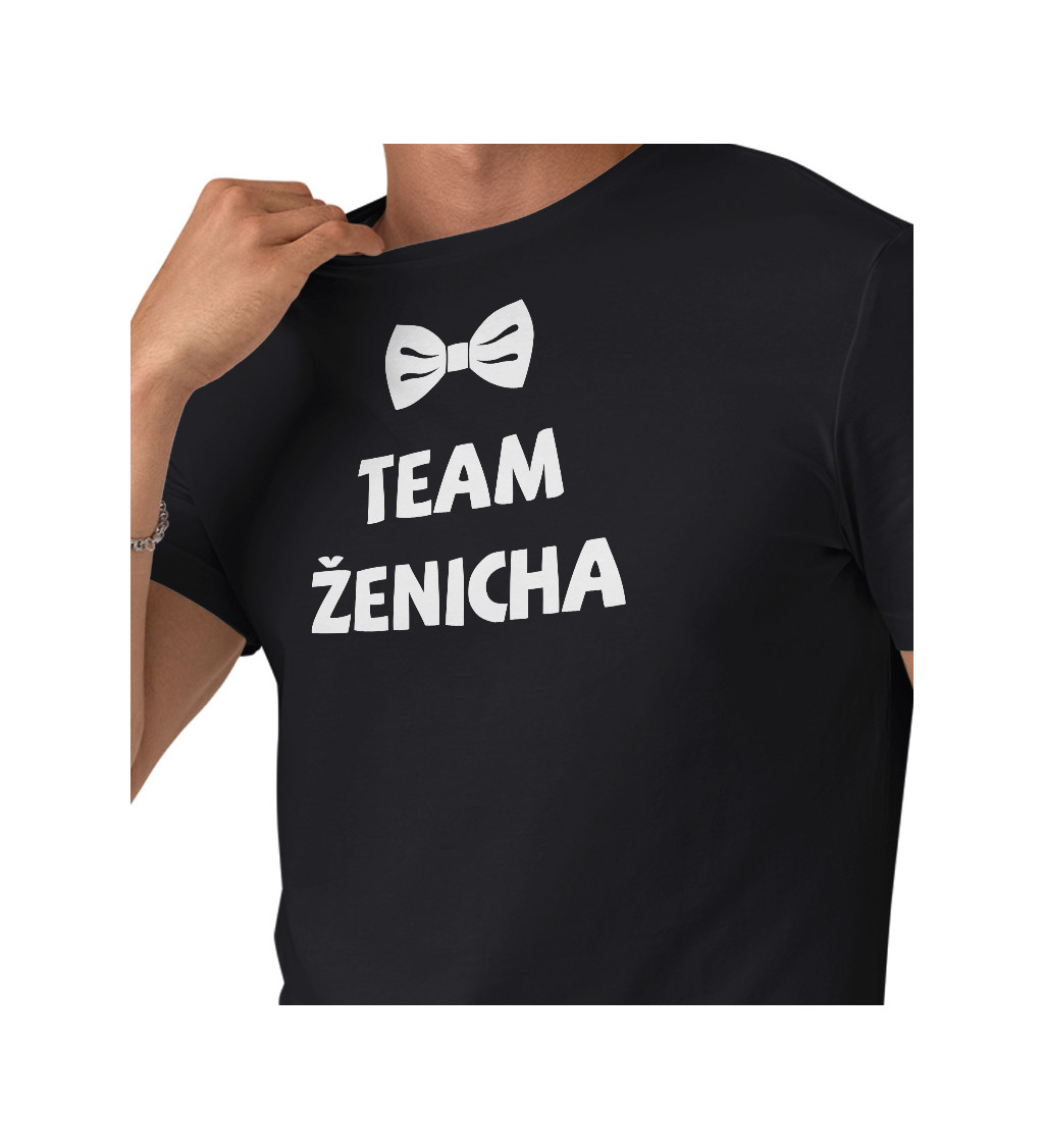 Tričko Team Ženicha s motýlkem - černé