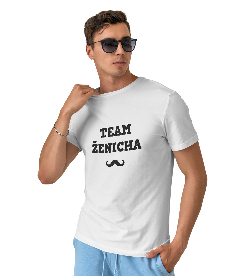 Tričko Team Ženicha s knírkem - bílé