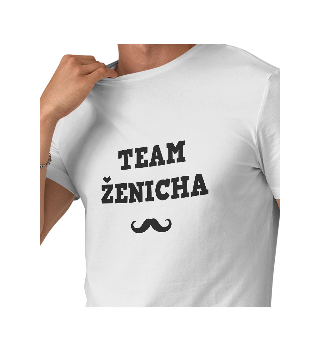 Tričko Team Ženicha s knírkem - bílé