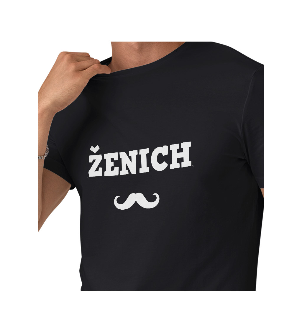Tričko Ženich s knírem - černé