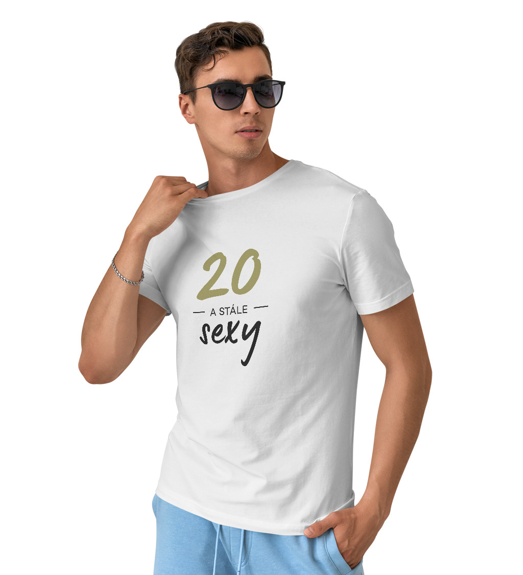 Pánské triko bílé - 20 a stále sexy