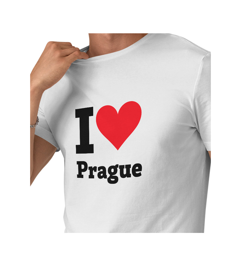 Pánské bílé triko - I love Prague