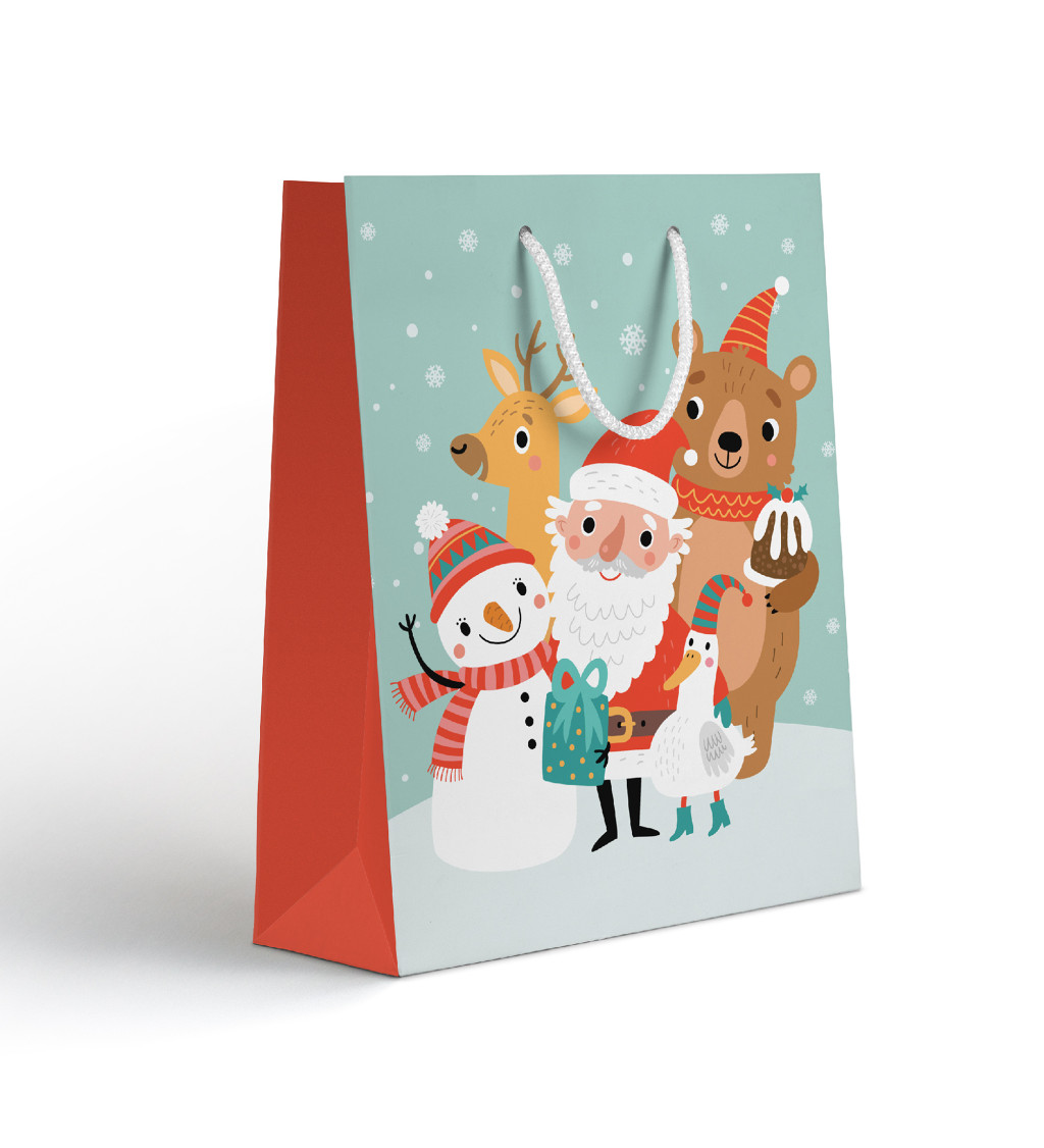 Dárková taška - Santa a zvířátka