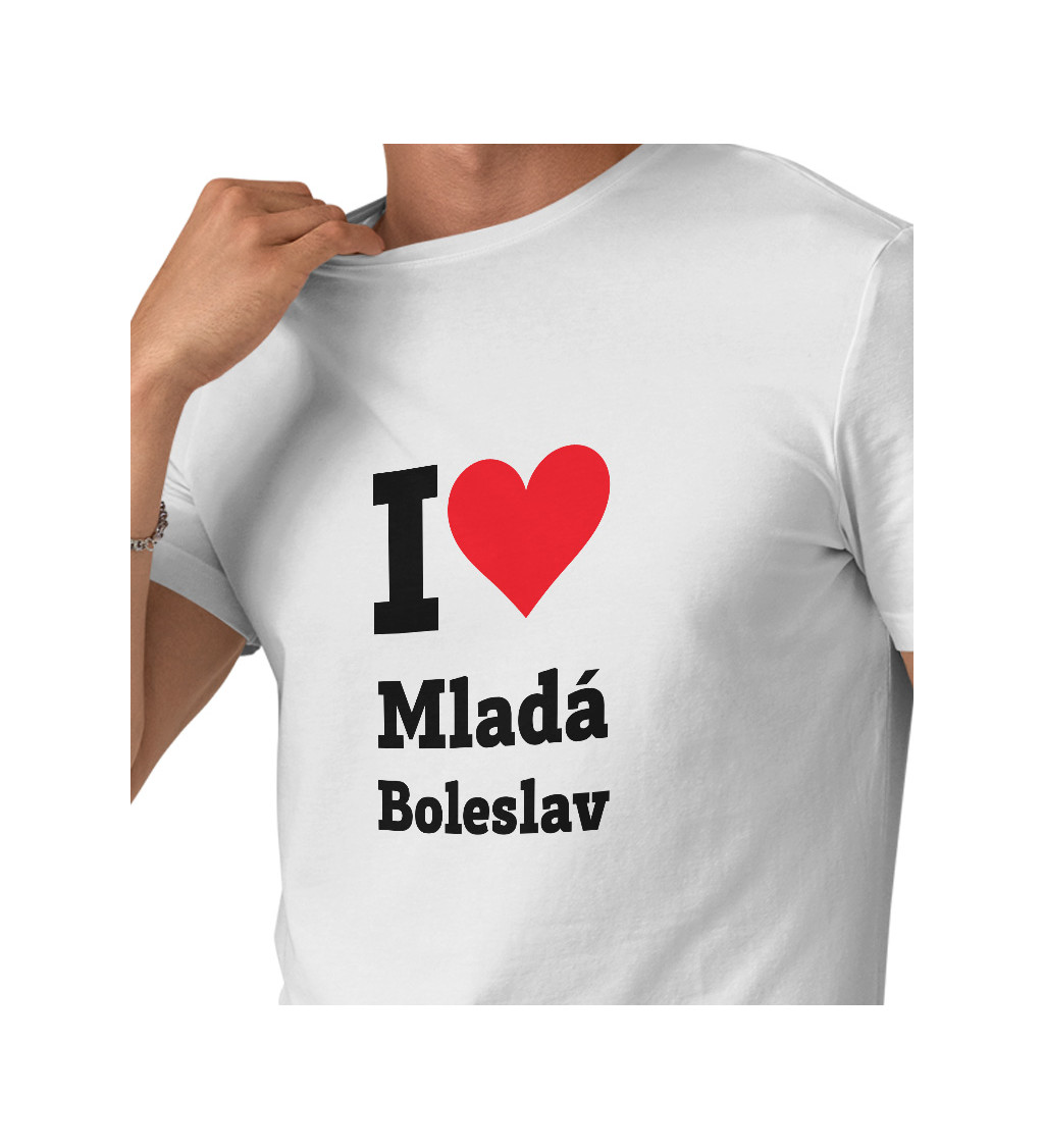 Pánské triko bílé - I love Mladá Boleslav