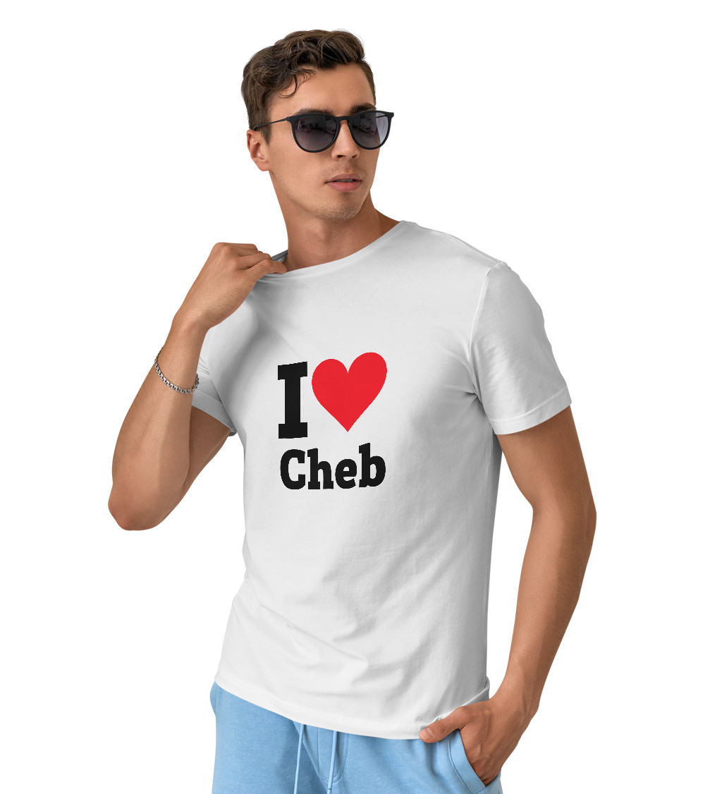 Pánské triko bílé - I love Cheb