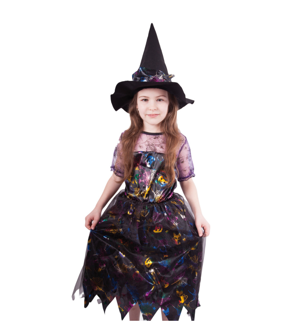 Dětský kostým - čarodějnice - barevné šaty