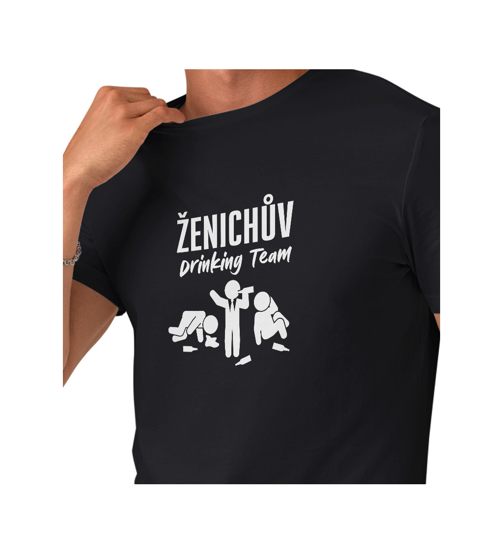 Pánské tričko - černé, Ženichův drinking team