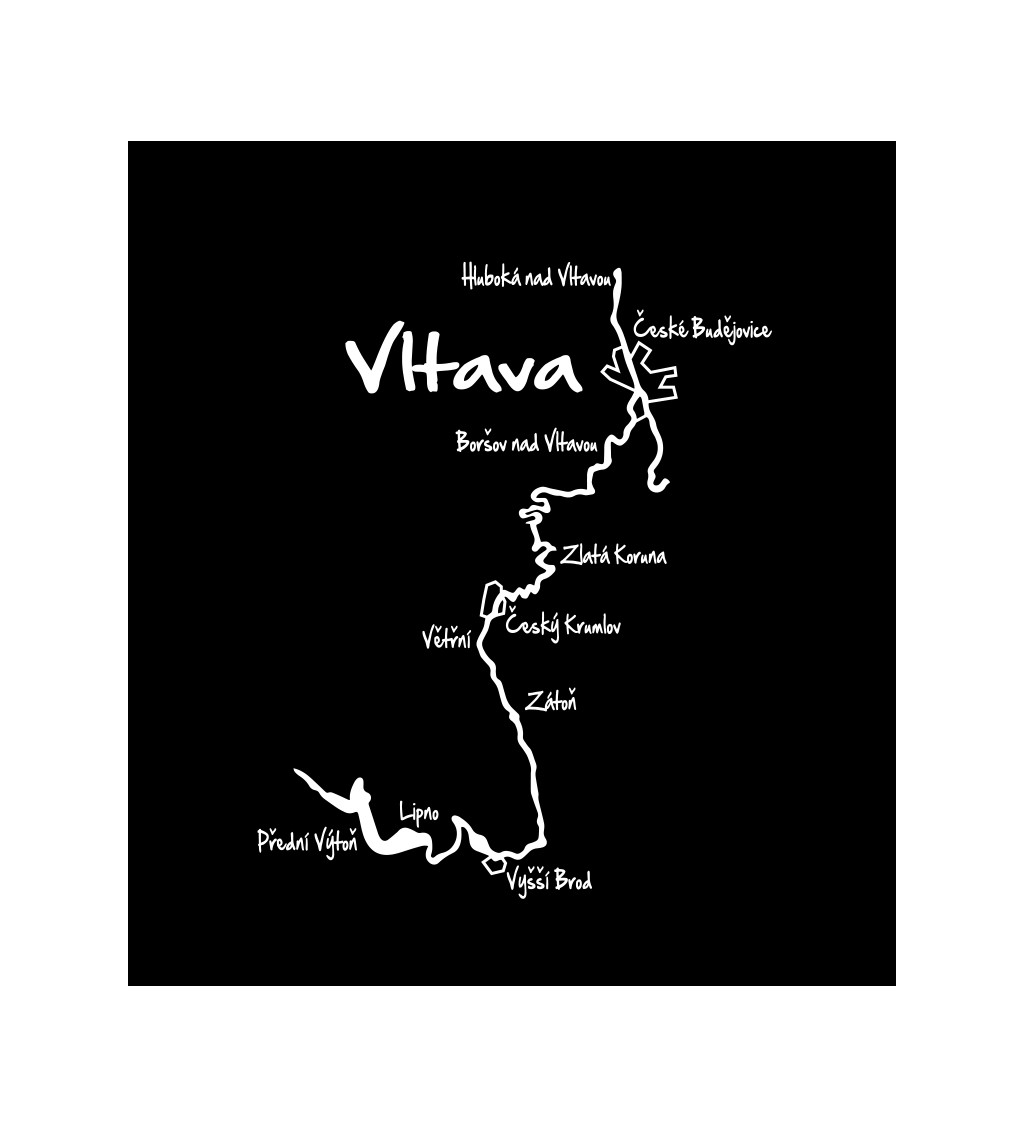 Pánské tričko černé Vltava - mapa S