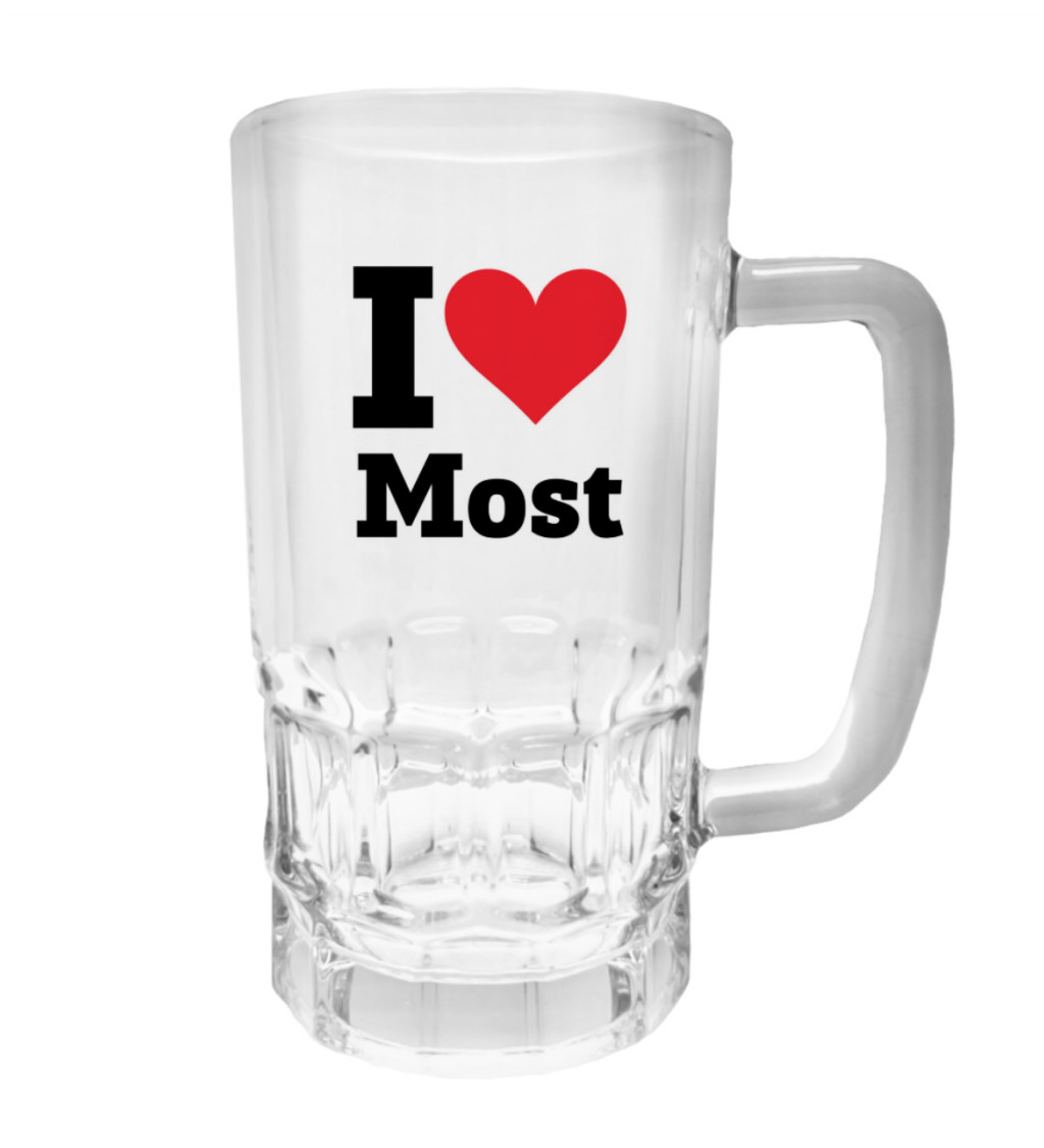 Půllitr s potiskem - I love Most, 500 ml