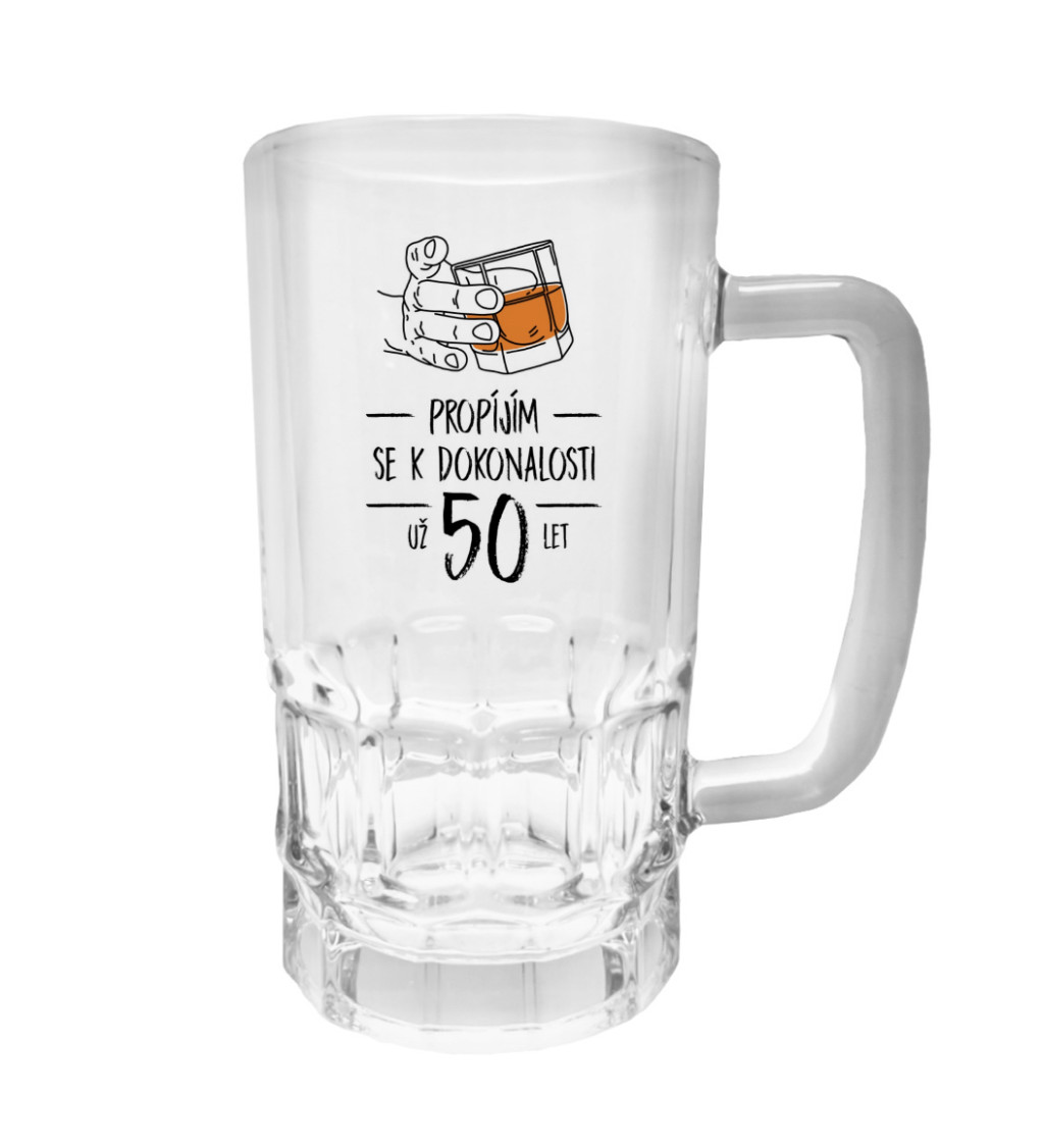 Půllitr s potiskem - Propíjím se k dokonalosti už 50 let, 500 ml