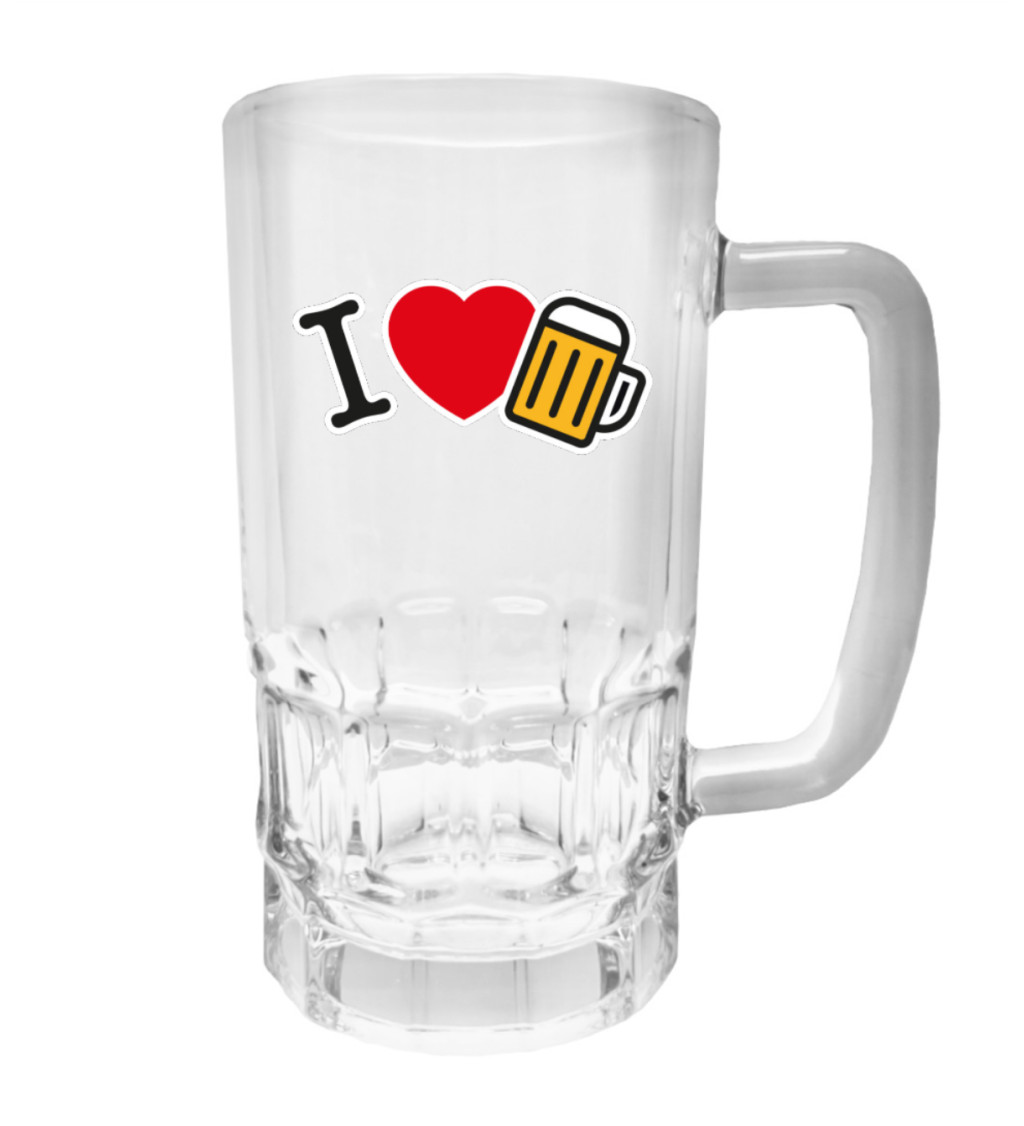 Půllitr s potiskem - I love beer, 500 ml