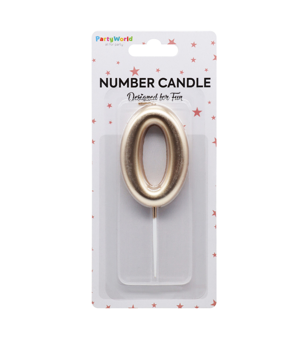 Dortová svíčka číslo 0 rosegold