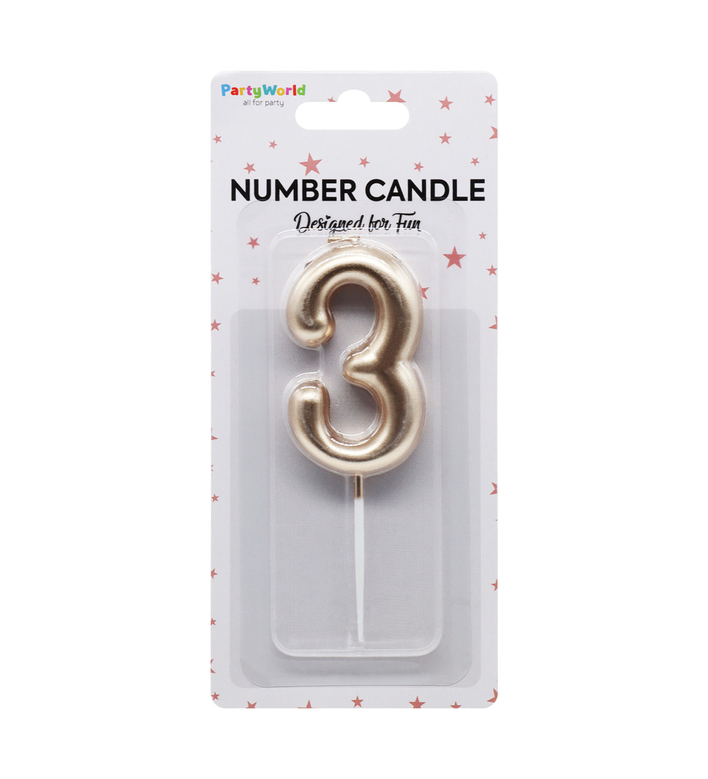 Dortová svíčka číslo 3 rosegold