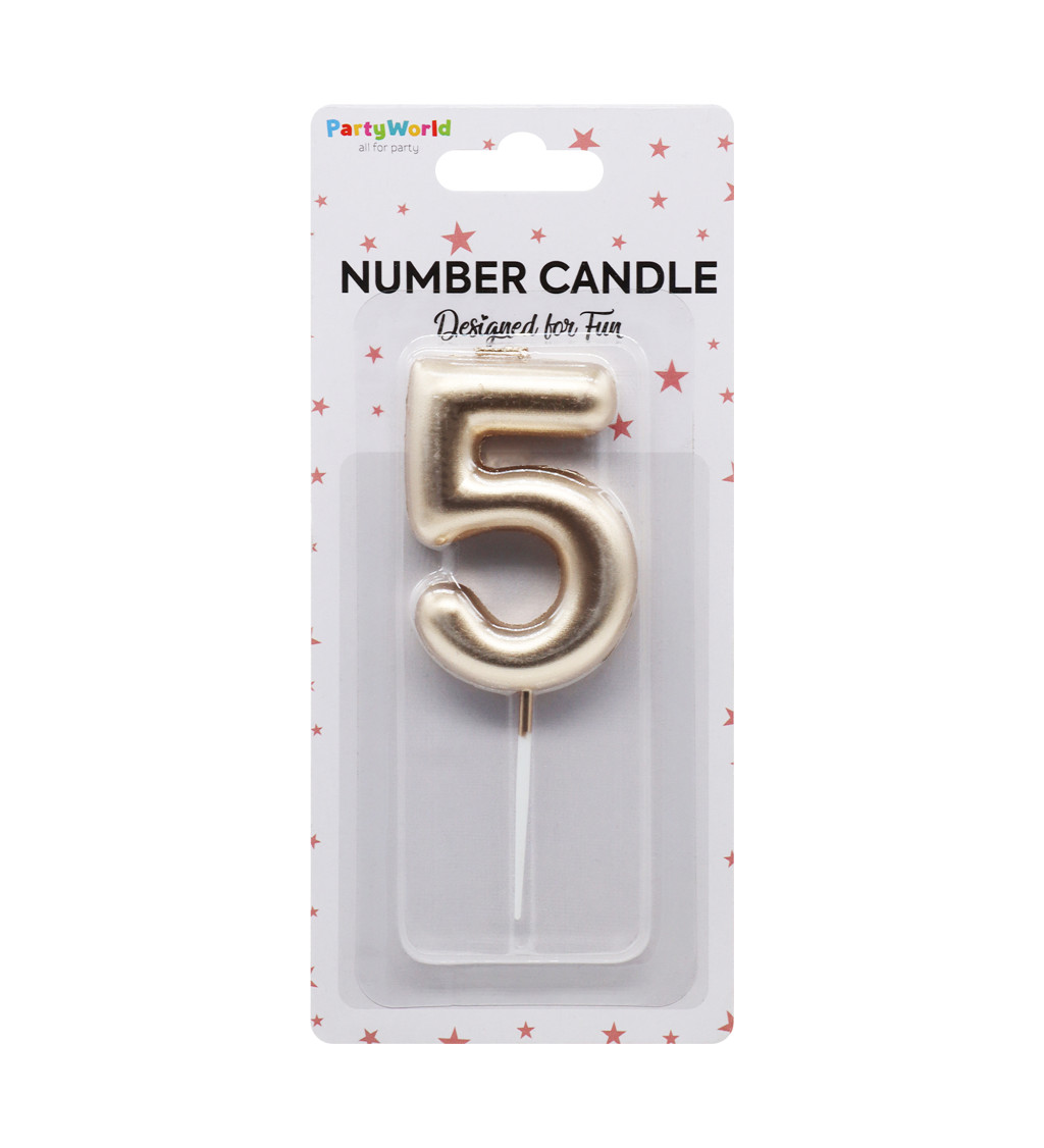 Dortová svíčka číslo 5 rosegold