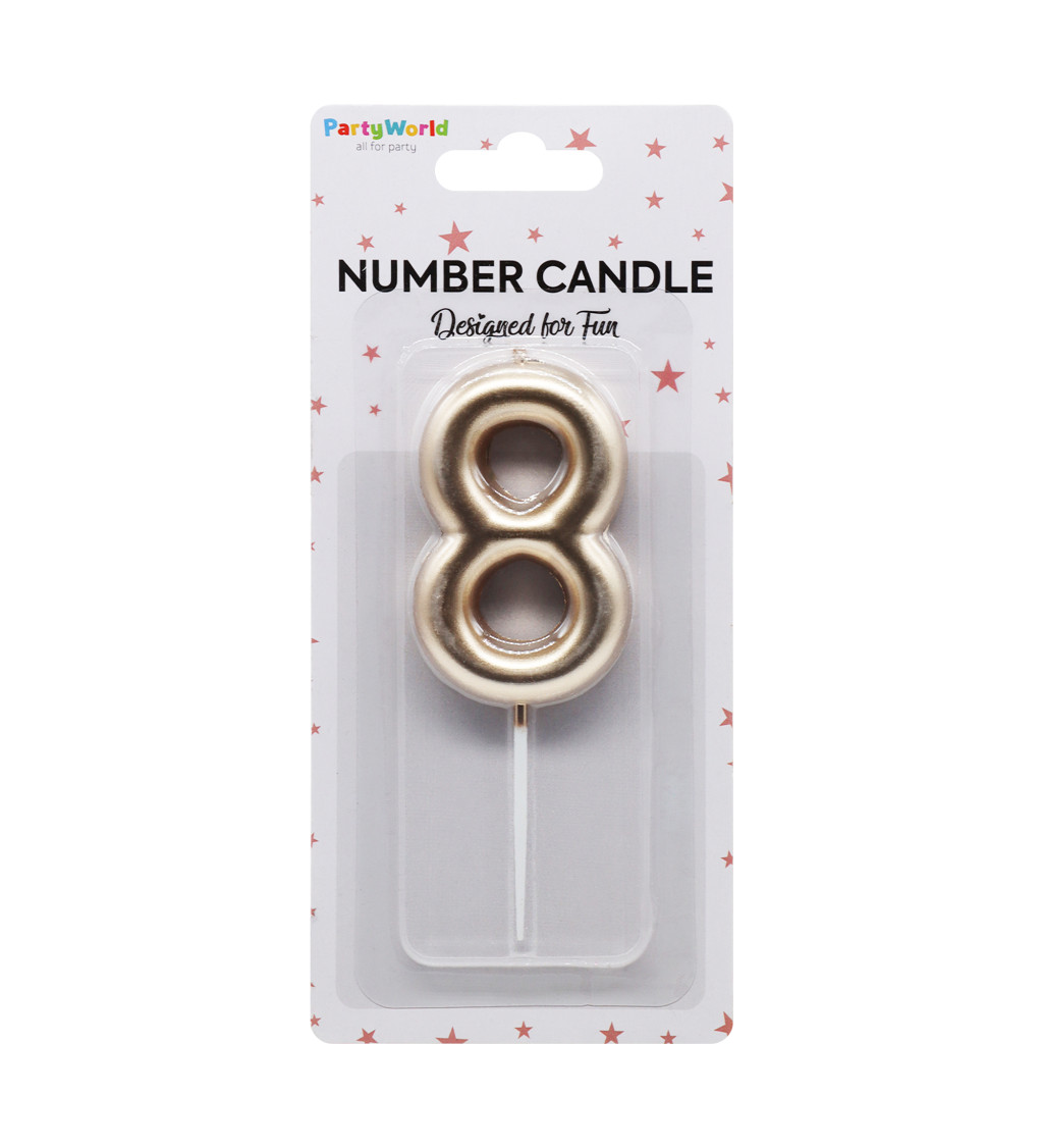 Dortová svíčka číslo 8 rosegold