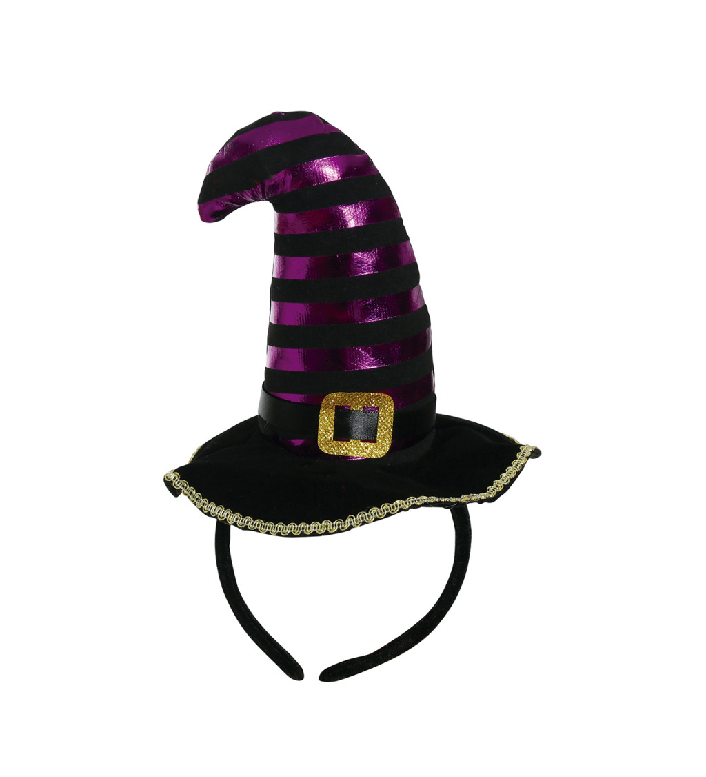 Mini čarodějnický klobouček, černo-fialový s tiárou