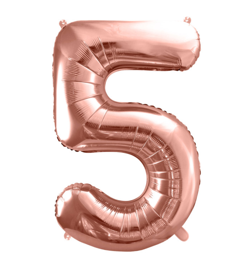Fóliový balónek rosegold číslo 5