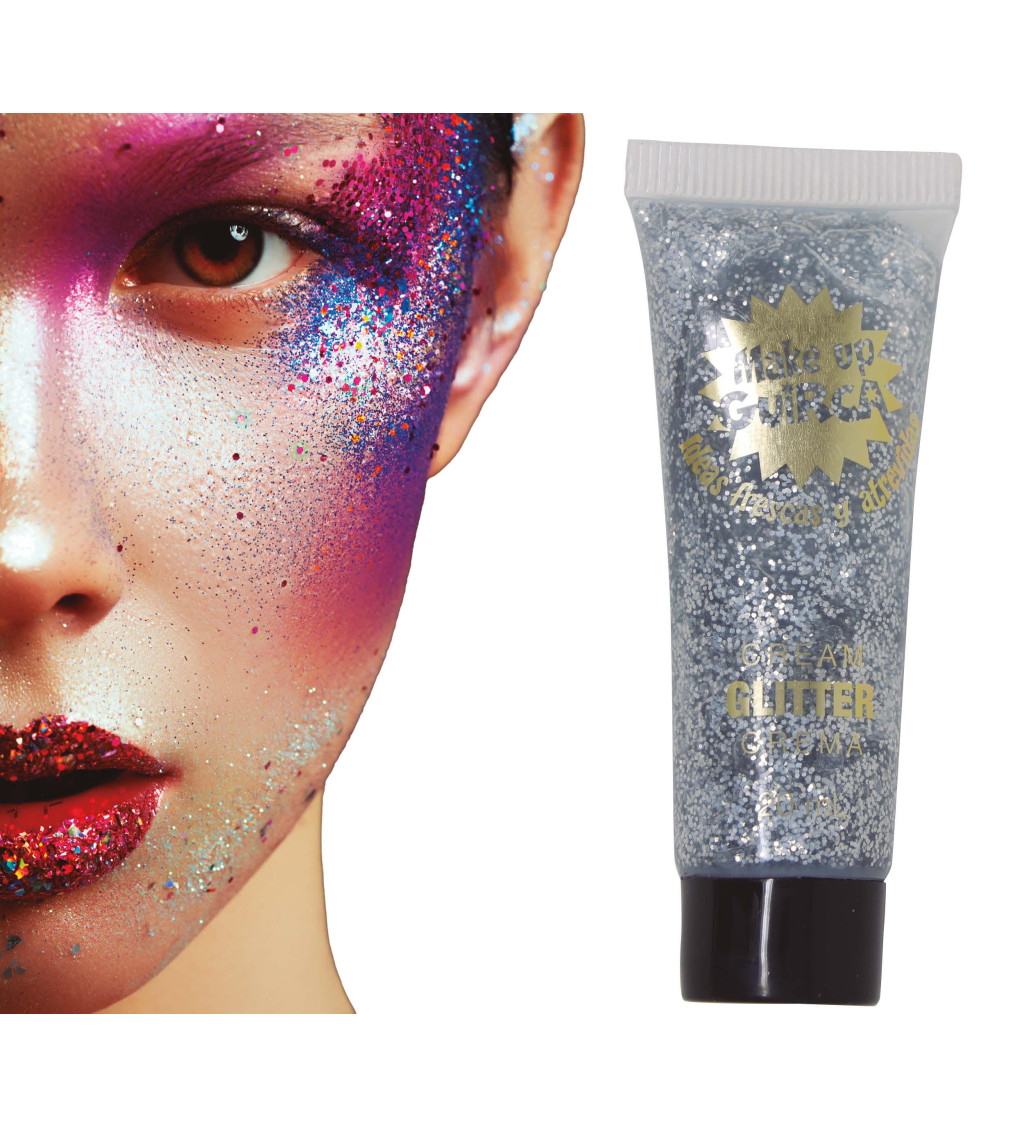 Třpytivý krémový make-up - stříbrný