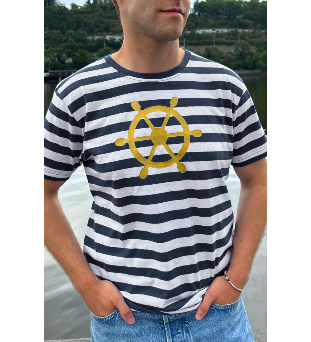 Pánské námořnické tričko - s motivem kormidla