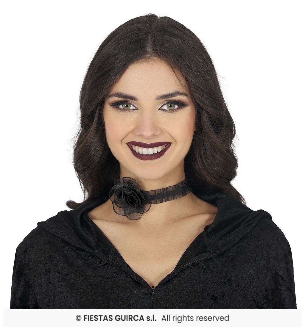 Černý choker - růže