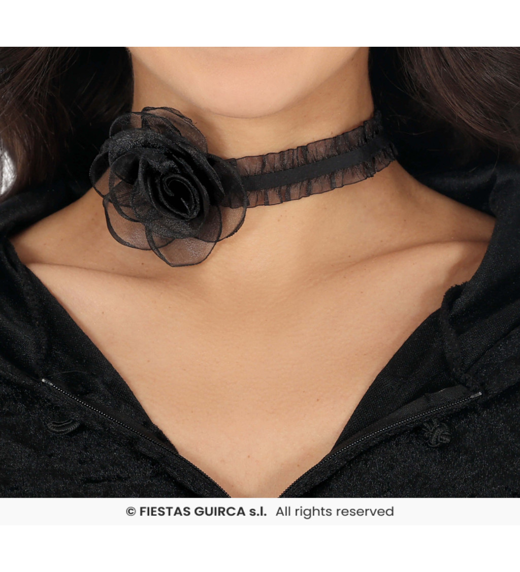 Černý choker - růže
