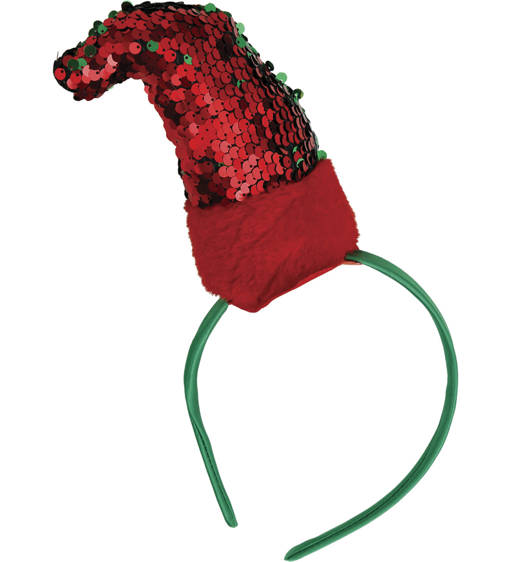 Vánoční čelenka - s flitrovou čepicí
