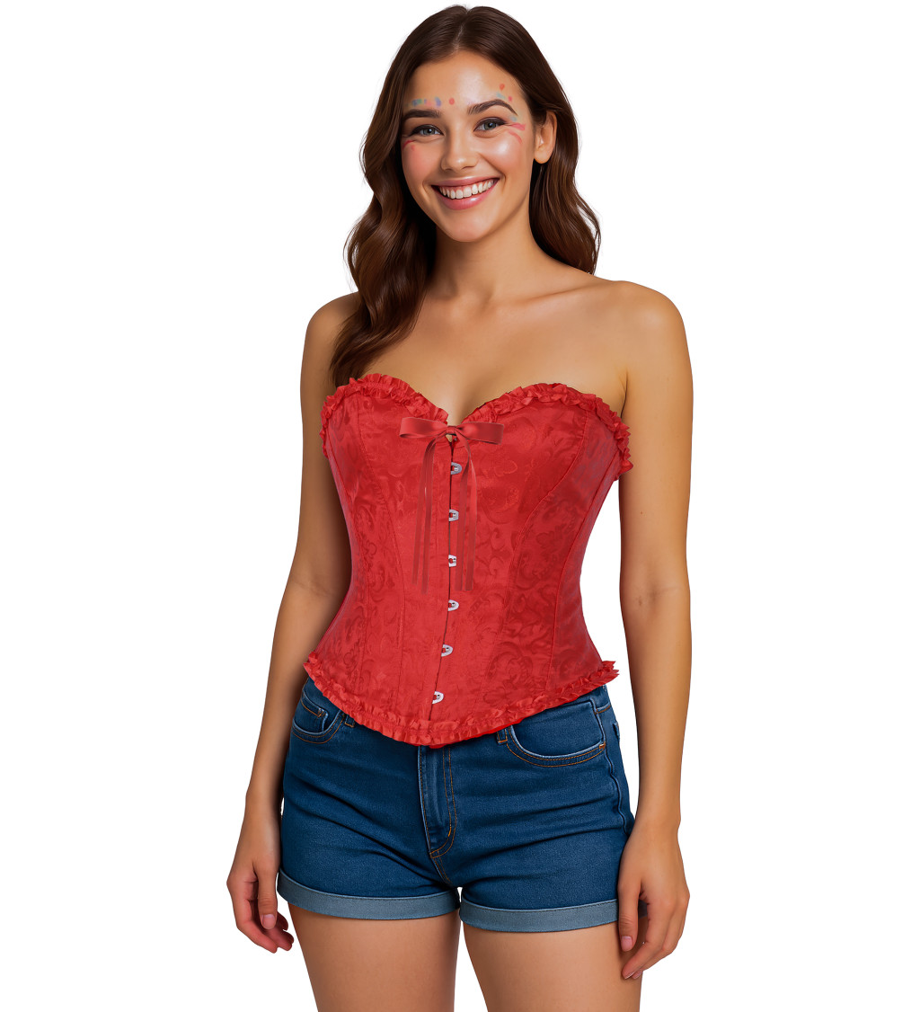 Korzet s krajkou - červený