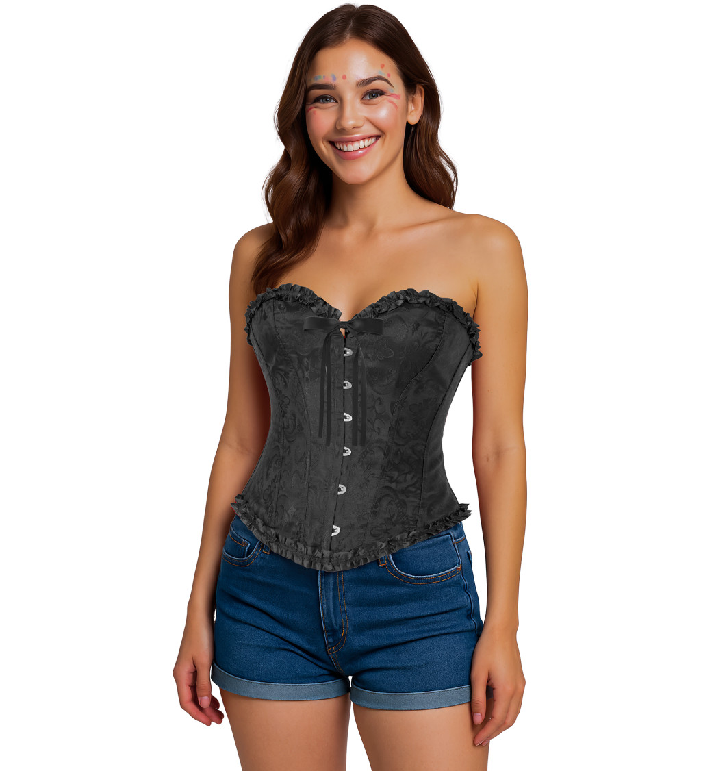 Korzet s krajkou - černý