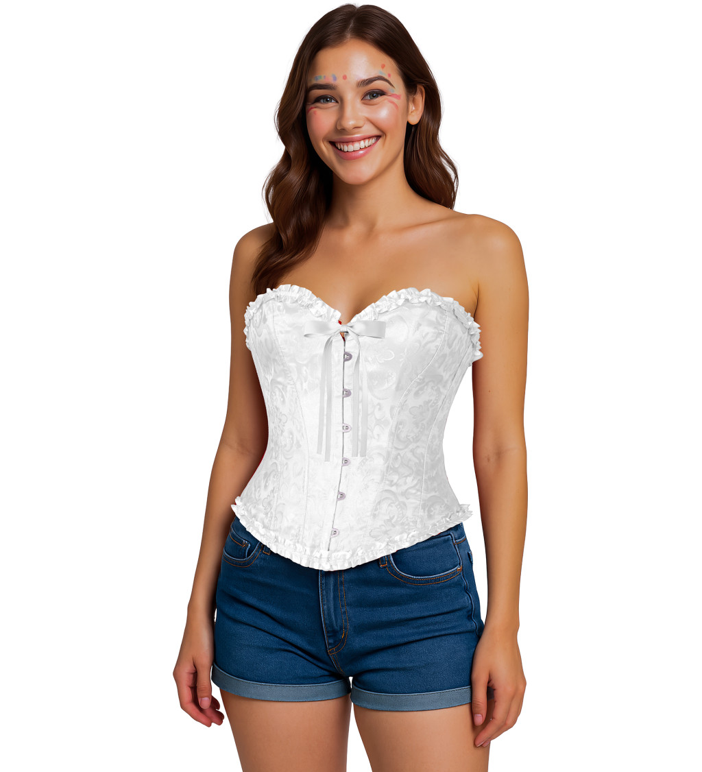 Korzet s krajkou - bílý