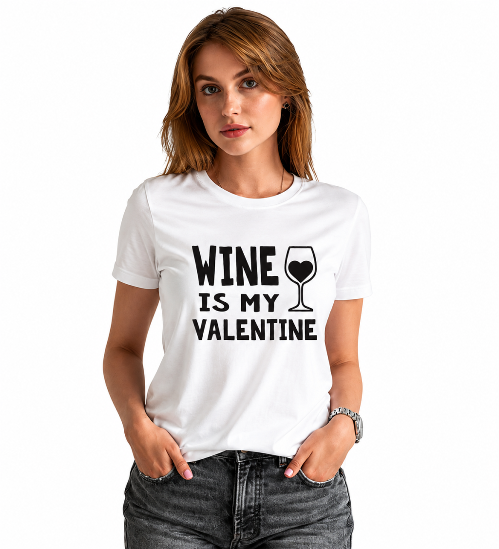Dámské triko bílé Wine is my valentine