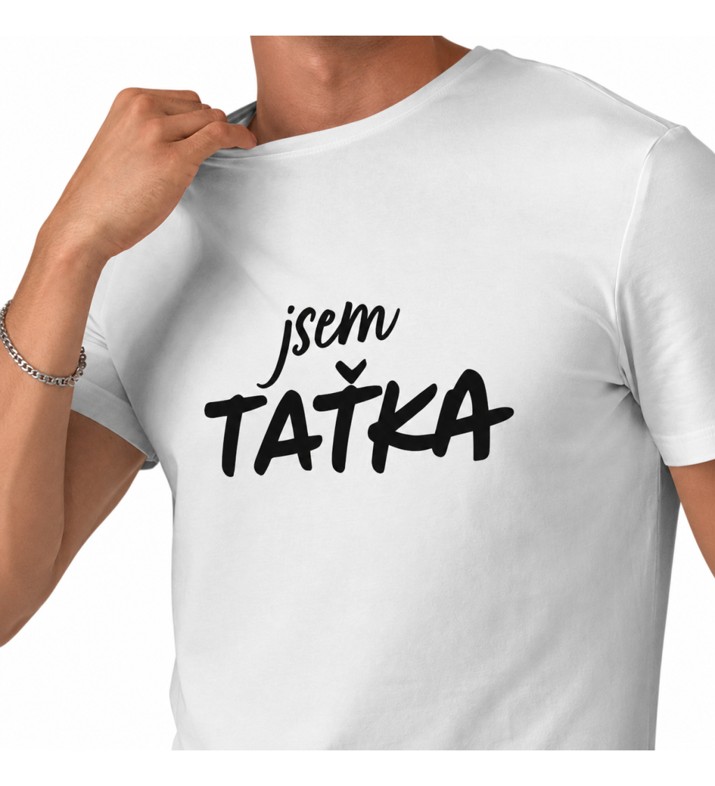 Pánské triko bílé Jsem taťka M