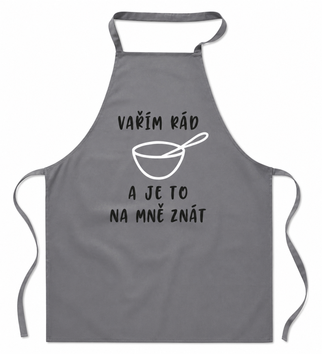 Zástěra Vařím rád a je to na mě znát - šedá