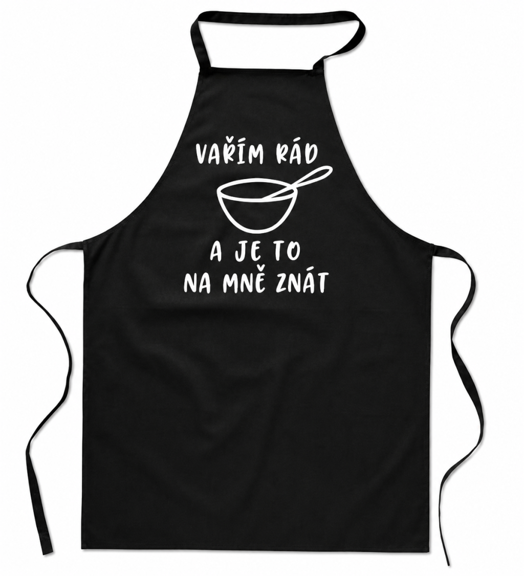 Zástěra Vařím rád a je to na mě znát - černá