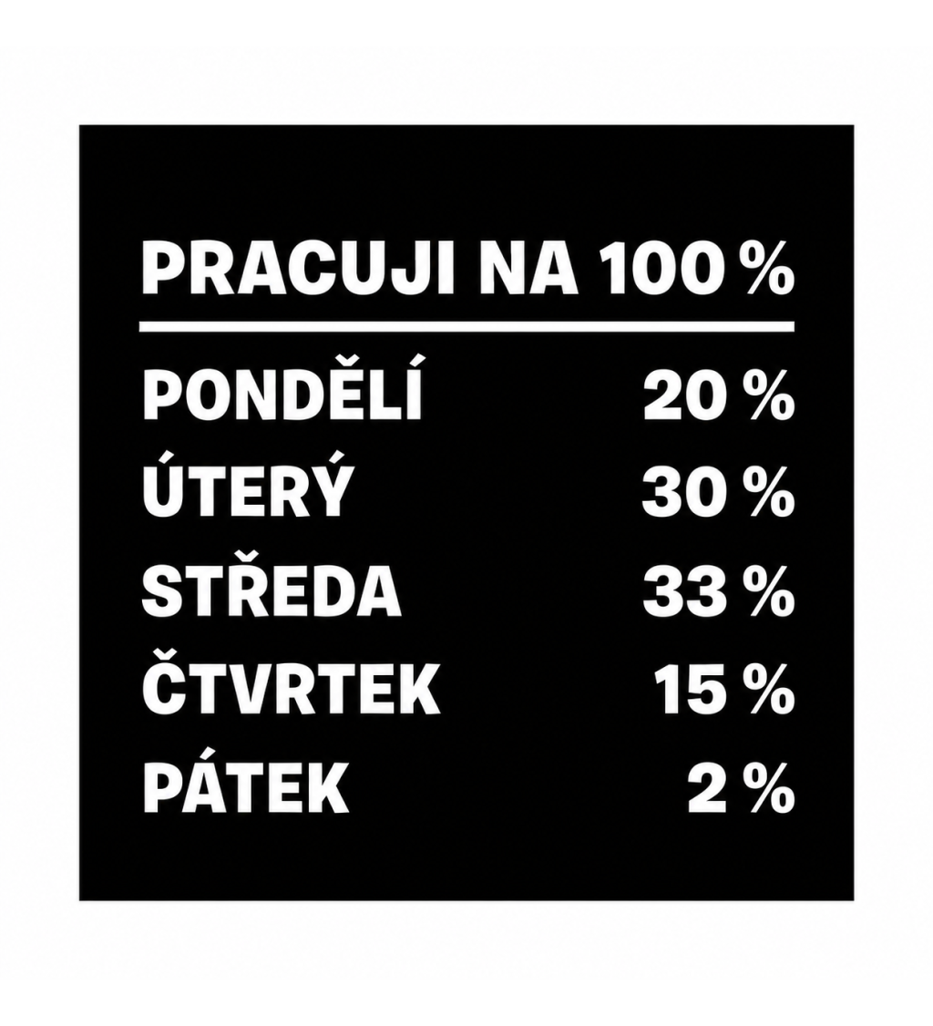 Dámské triko s nápisem - Pracuji na 100%