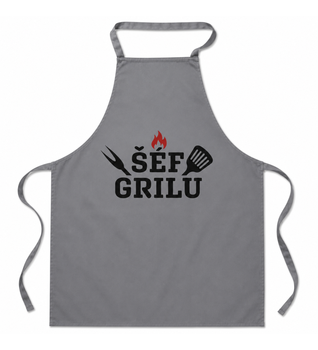 Zástěra Šéf grilu - šedá