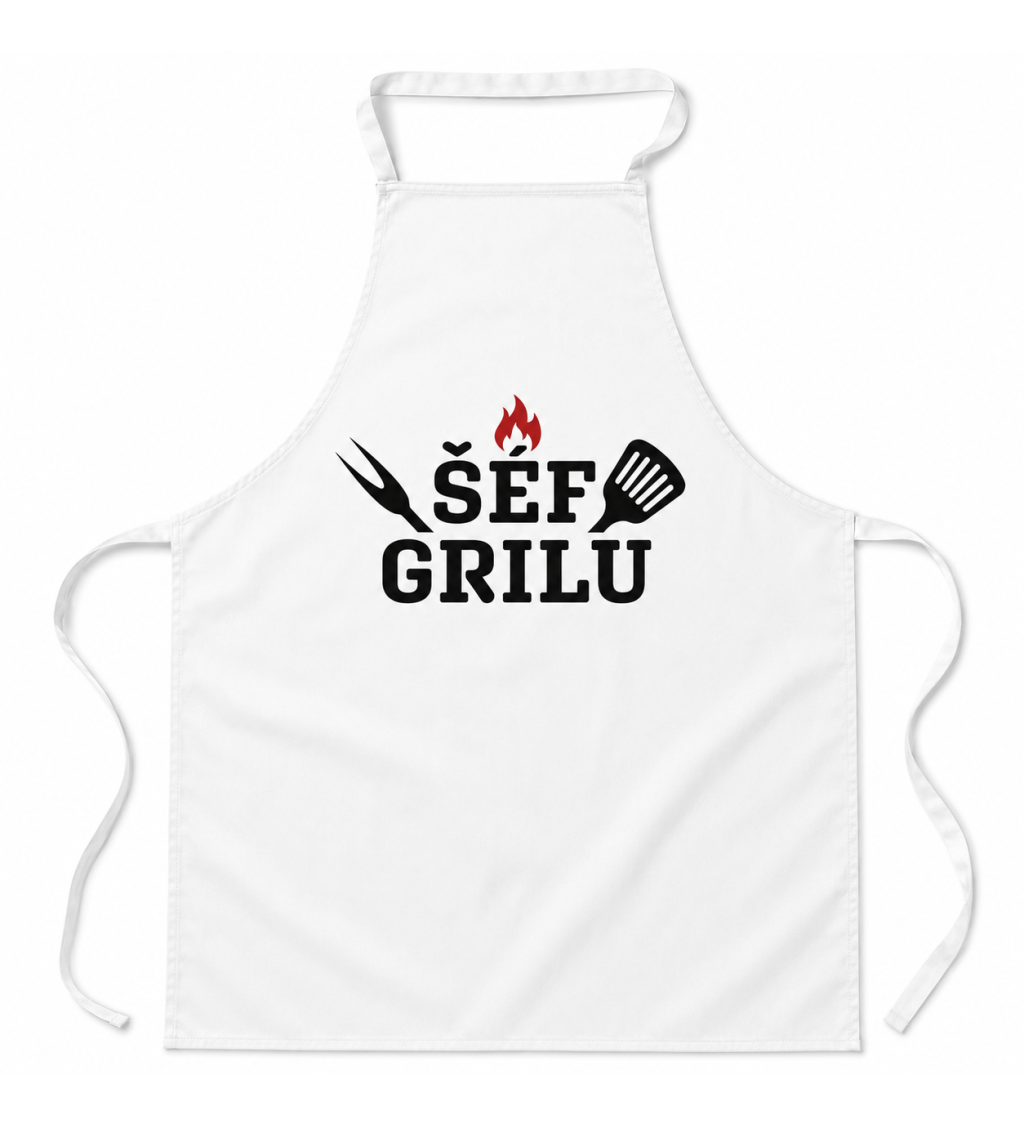 Zástěra Šéf grilu - bílá